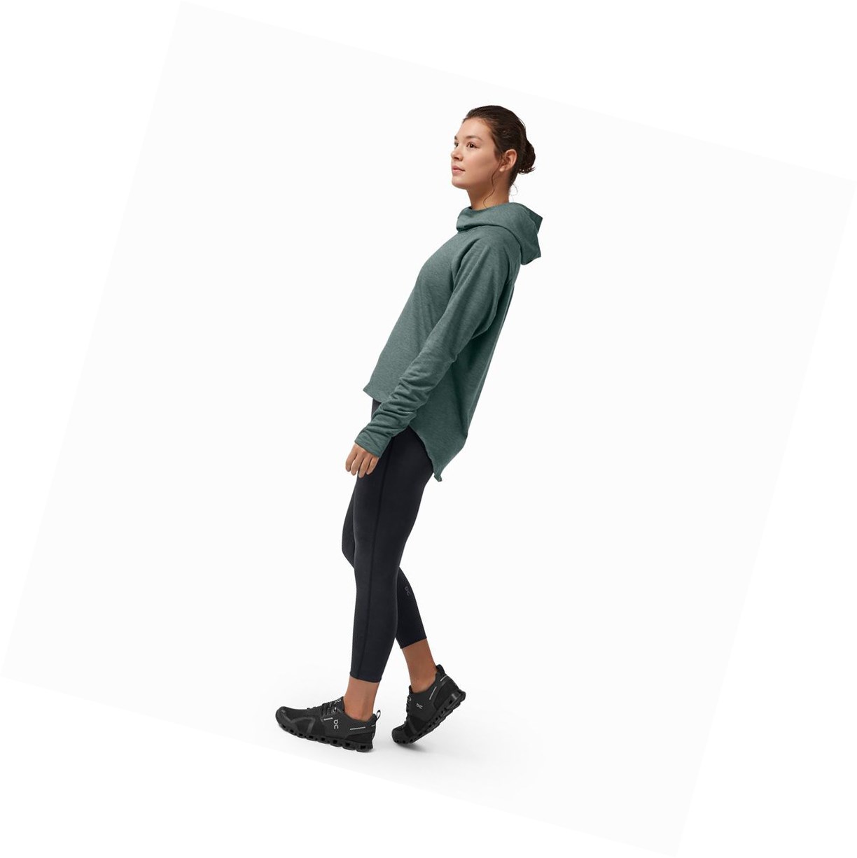 Bluzy Z Kapturem Damskie On Sportowe & Biegania Zielone | 724805-STW