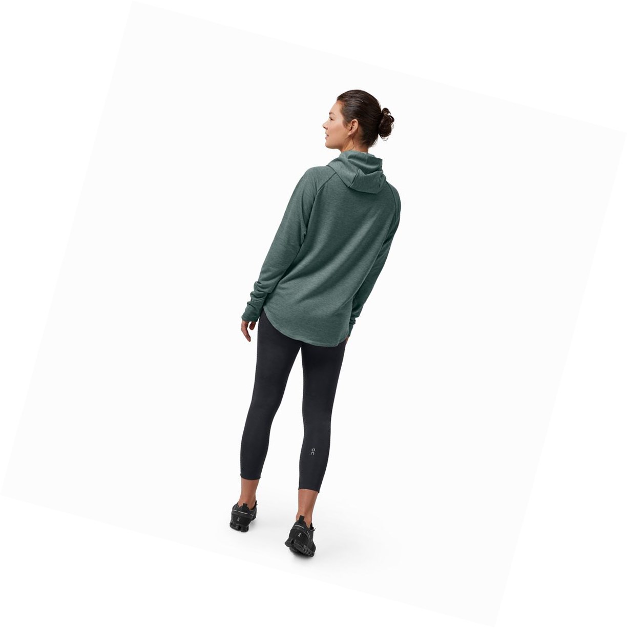 Bluzy Z Kapturem Damskie On Sportowe & Biegania Zielone | 724805-STW