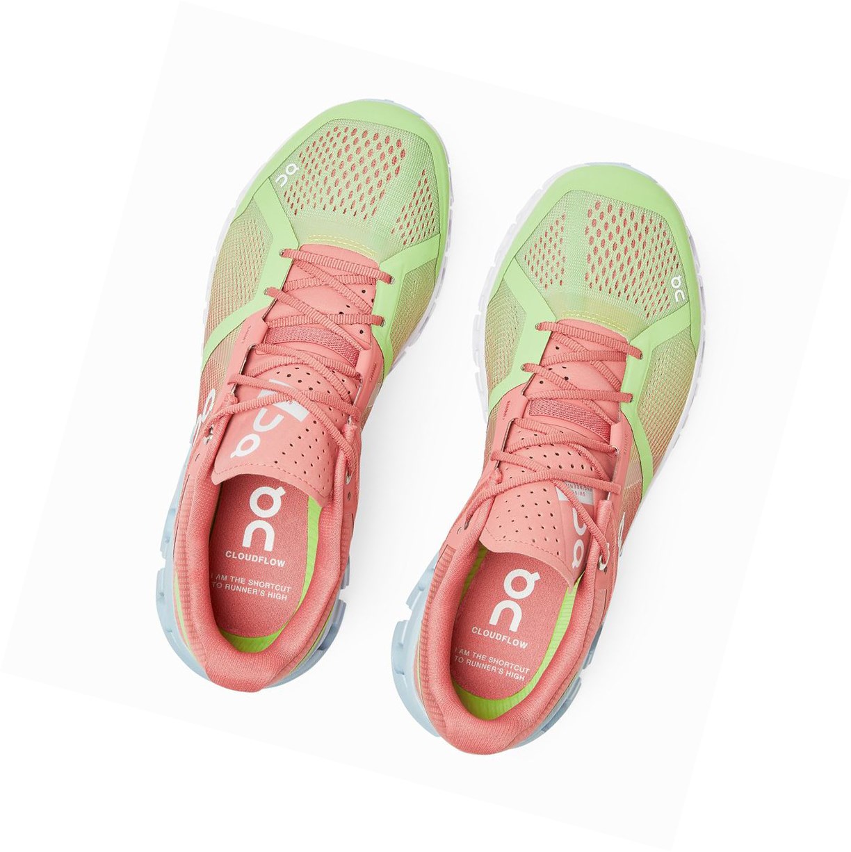 Buty Do Biegania Szosowe Damskie On Cloudflow Zielone Różowe | 265380-EGO