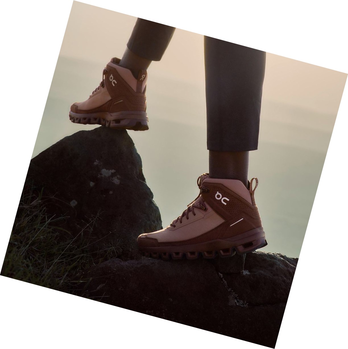 Buty Trekkingowe Damskie On Cloudridge Brązowe Różowe | 081639-CJU