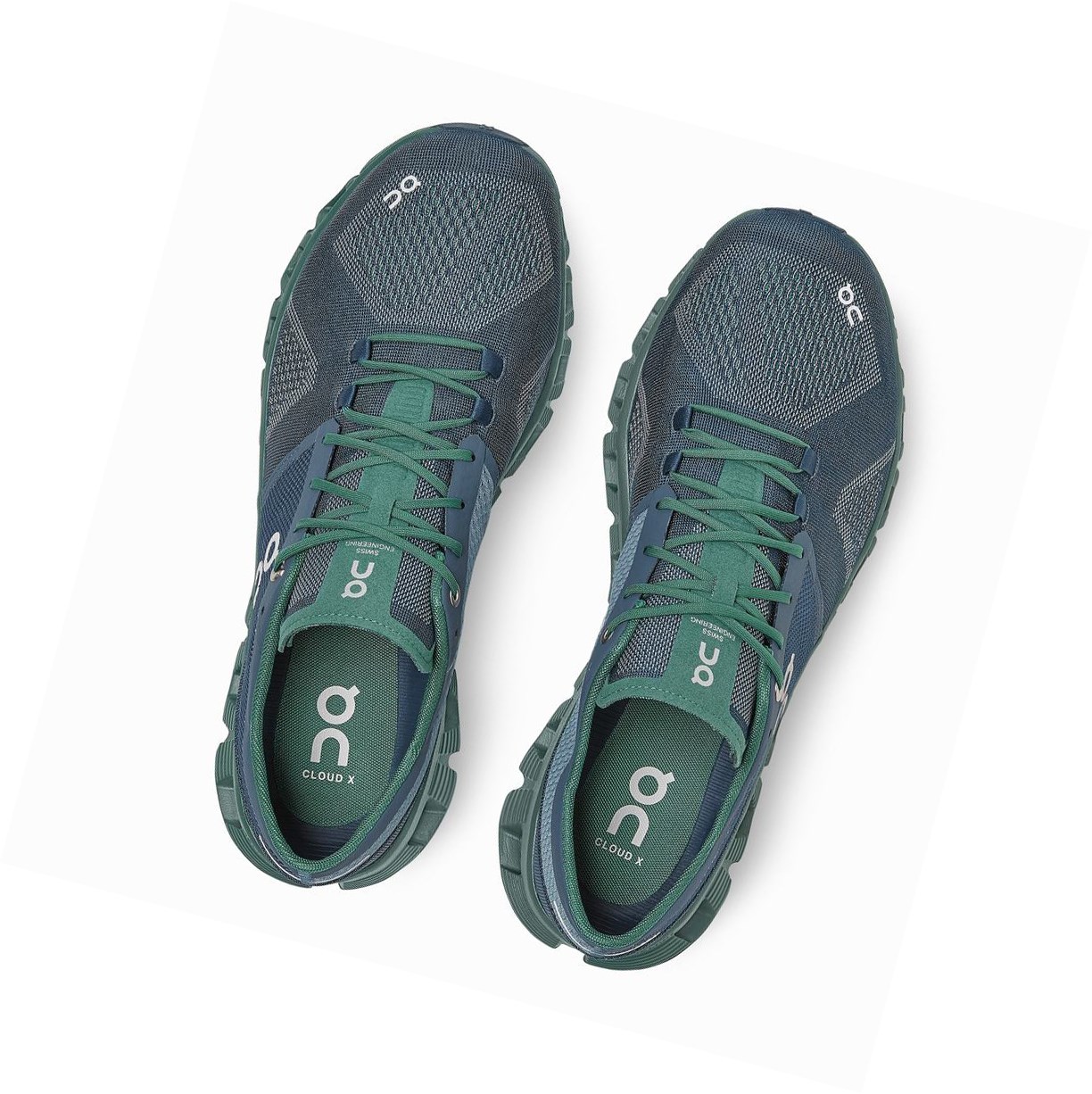 Buty Treningowe Męskie On Cloud X Zielone Ciemny Niebieskie | 250431-IRZ
