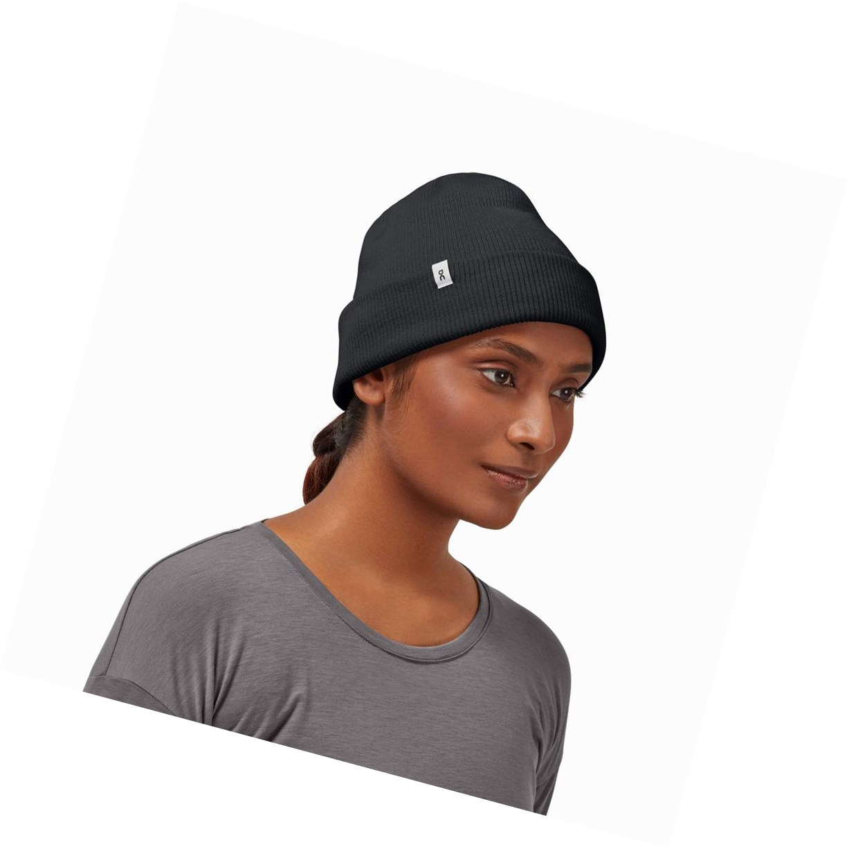 Czapki Męskie On Merino Beanie Czarne | 678259-GMK