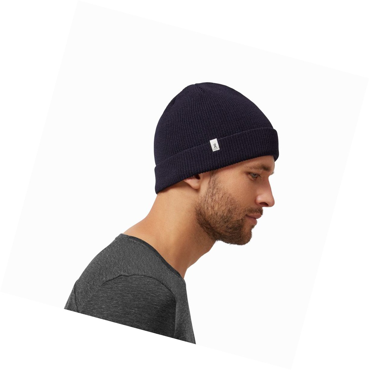 Czapki Męskie On Merino Beanie Granatowe | 672038-BMQ