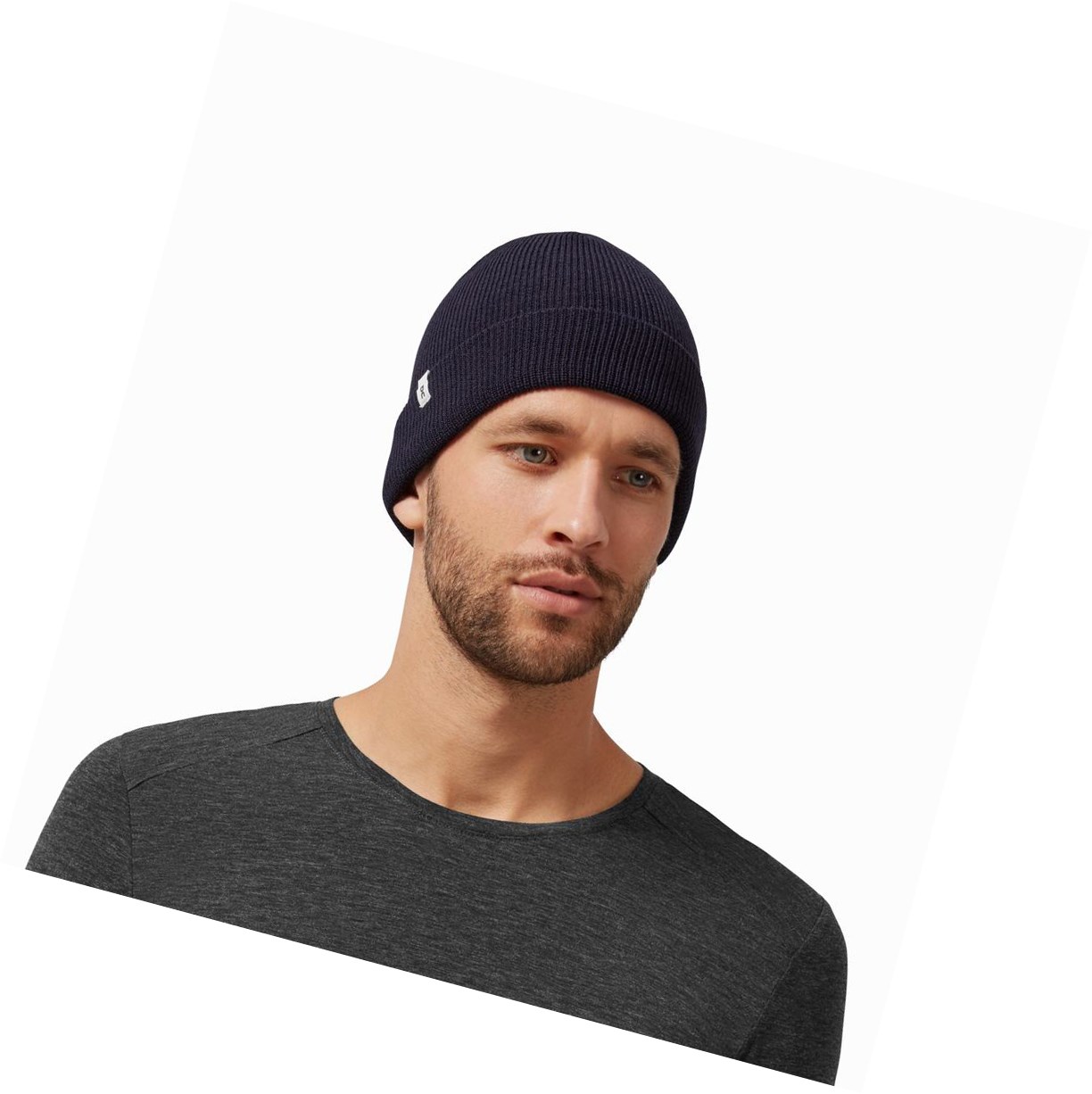 Czapki Męskie On Merino Beanie Granatowe | 672038-BMQ