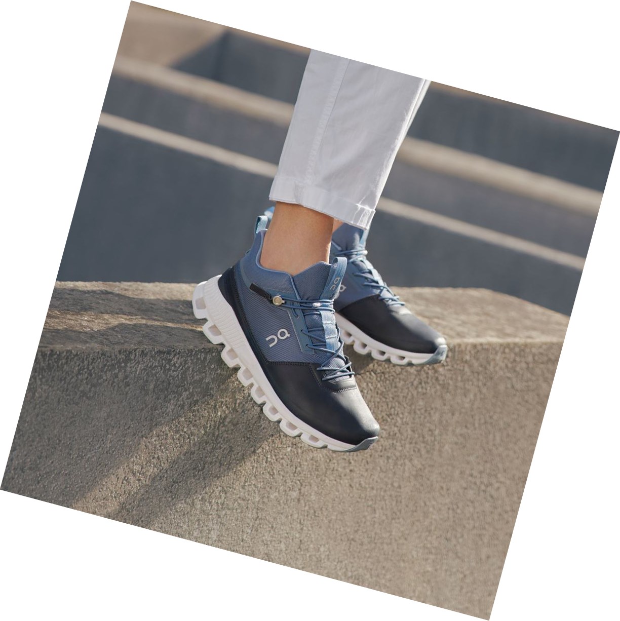 Trampki Damskie On Cloud Hi Czarne Granatowe | 896017-RMS