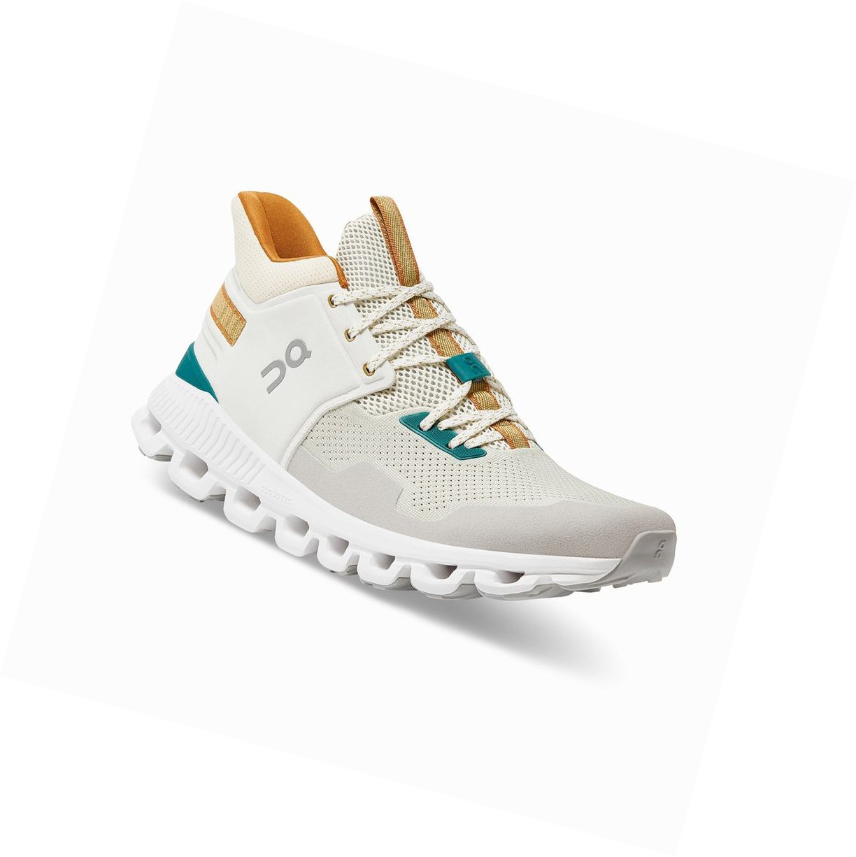 Trampki Męskie On Cloud Hi Edge Khaki Białe | 789623-XHL
