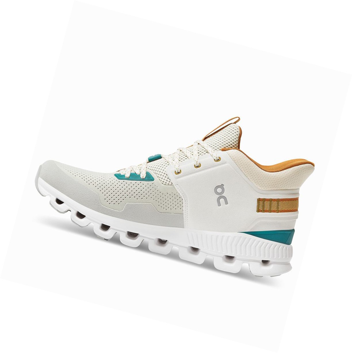 Trampki Męskie On Cloud Hi Edge Khaki Białe | 789623-XHL